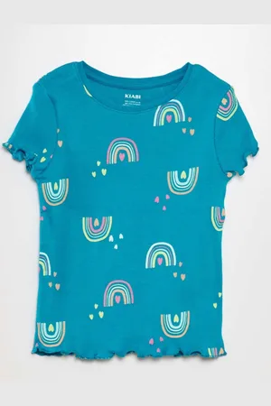 KIABI Girls Printed Extended Sleeves Applique T-shirt