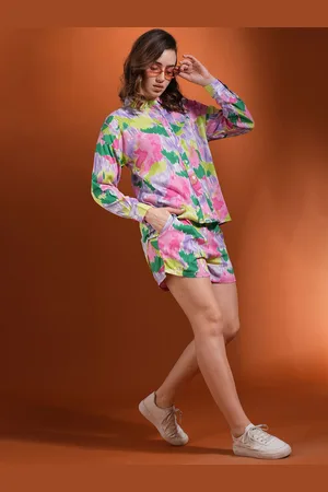 Globus Pink Tie Dye Long Sleeves Shirt With Short