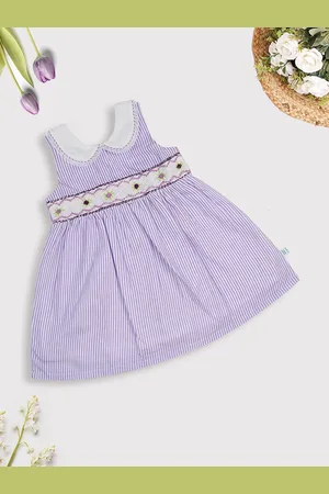 MeeMee Girls Striped Peter Pan Collar A-Line Dress
