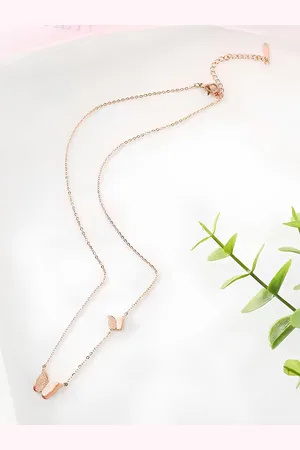 KARISHMA KREATIONS Rose Gold-Plated Butterfly Stainless Steel Necklace