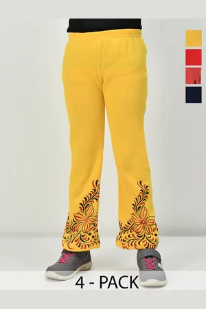 BAESD Girls Pack Of 4 Floral Printed Knitted Palazzos
