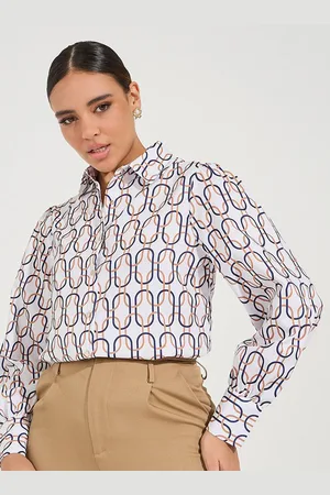 Styli Women Spread Collar Abstract Printed Formal Shirt
