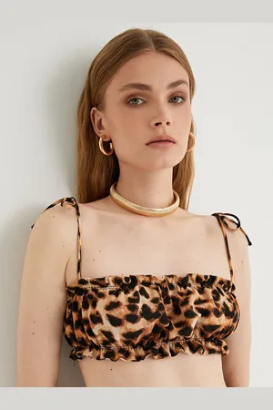 Koton Women Animal Printed Shoulder Straps Viscose Rayon Top