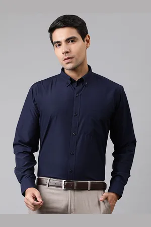 English Navy Men Slim Fit Opaque Formal Shirt