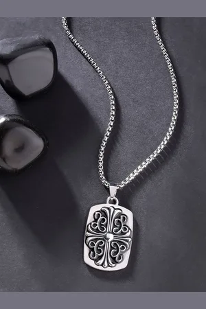 karatcart Silver-Plated Geometric Pendants with Chains