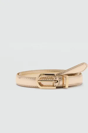 MANGO Women Narrow Buckled Belt