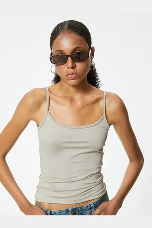 Koton Women Solid Shoulder Straps Polyester Top