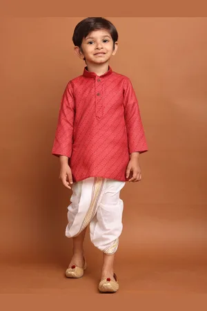 SHIWAM ETHNIX Boys Bandhani Printed Regular Kurta with Dhoti Pants