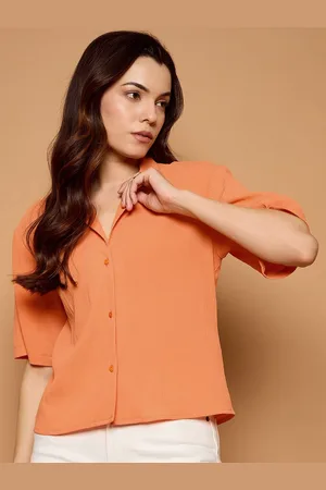 kibo Women Standard Cuban Collar Solid Oversized Casual Shirt