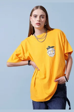 STREET 9 Women Typography Printed Round Neck Cotton Oversized T-Shirt