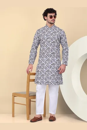 Kraft Geometric Printed Kurta with Pyjamas