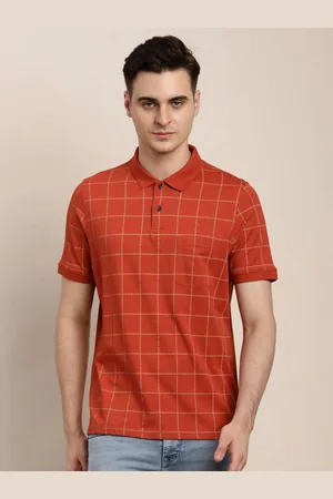 Turtle Men Checked Polo Collar Pockets Slim Fit T-shirt