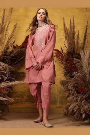 indo street Ethnic Motifs Embroidered Thread Work Kurta with Dhoti Pants