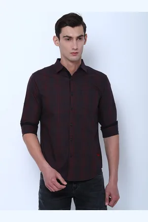LocoMotive Men Maroon & Purple Slim Fit Checked Casual Shirt