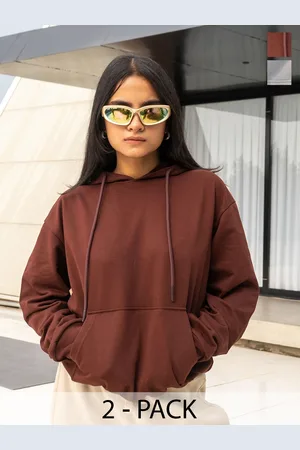 Color Capital Pack Of 2 Women Solid Oversized Sweatshirt