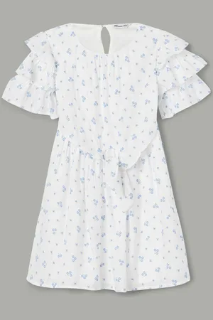 Lifestyle Girls Floral Print Flared Sleeve A-Line Dress