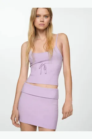 MANGO Ribbed Bow-Detail Crop Top