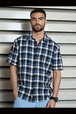 High Star Men Tartan Checks Opaque Standard Casual Shirt
