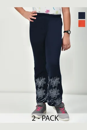 BAESD Pack of 2 Girls Floral Printed Knitted Palazzos