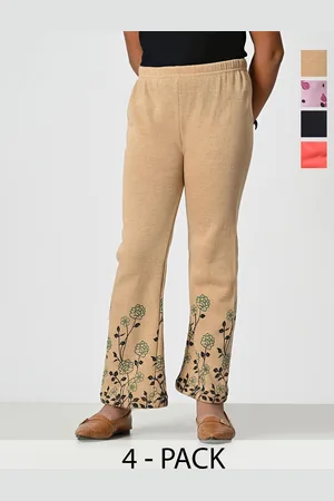 BAESD Girls Pack of 4 Floral Printed Knitted Palazzos