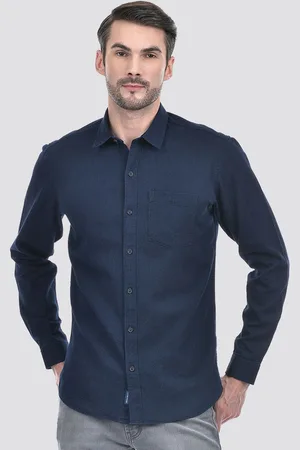 NUMERO UNO Men Spread Collar Solid Cotton Slim Fit Casual Shirt
