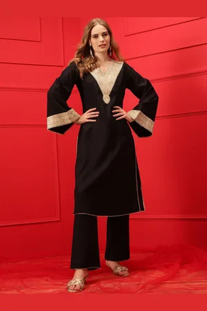 indo street Ethnic Motifs Embroidered Kurta with Trousers