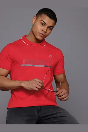 DUCATI Brand Logo Printed Polo Collar Pure Cotton T-shirt