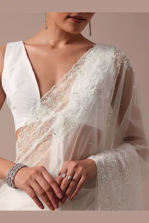KALKI Fashion Floral Embroidered Organza Saree