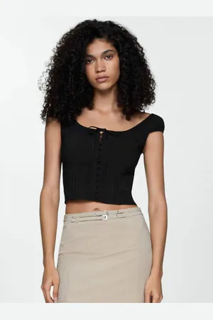 MANGO Puff Sleeve Crop Top