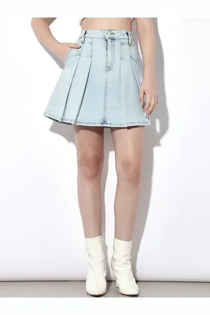ONLY Flared Denim A-Line Mini Skort Skirt