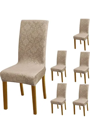HOKIPO Camel Brown 6 Pieces 200GSM Stretchable Chair Covers