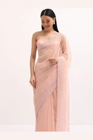 KALKI Fashion Ethnic Motifs Embroidered Organza Saree
