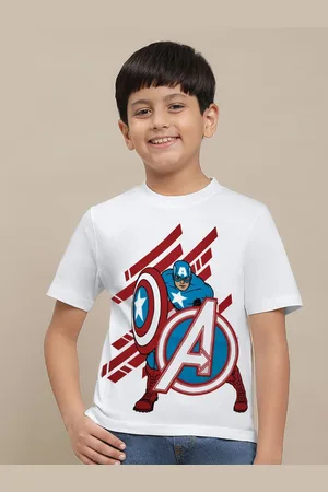 Kidsville Boys Captain America Printed Round Neck Cotton T-shirt