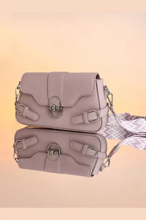 Campus Sutra Leather Structured Sling Bag with Applique