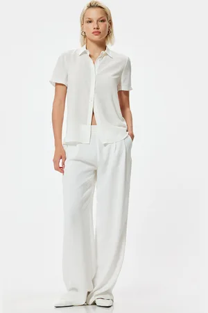 Koton Women Spread Collar Solid Casual Shirt