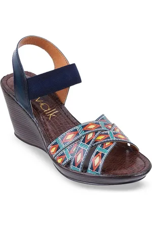 Catwalk Printed Leather Wedge Heel Sandals
