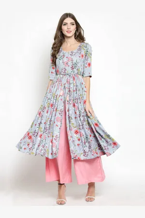 Sera Floral Printed High Slit Anarkali Kurta with Palazzos