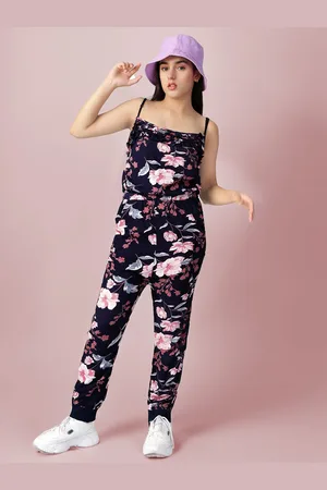 naughty ninos Girls Floral Printed Basic Jumpsuit
