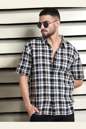 High Star Men Standard Tartan Checks Opaque Checked Casual Shirt