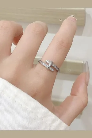 Salty Silver-Plated Stone Studded Finger Ring