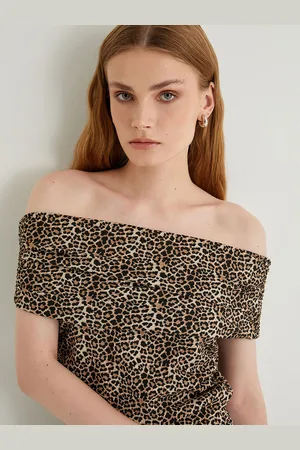 Koton Women Animal Printed Off-Shoulder Polyester Top