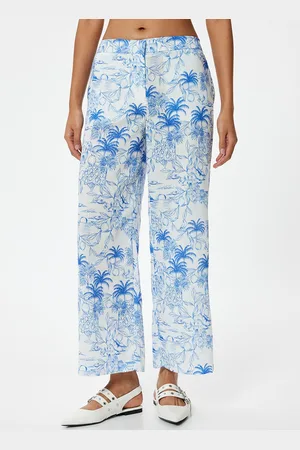 Koton Women Floral Printed Regular Fit Mid-Rise Trousers