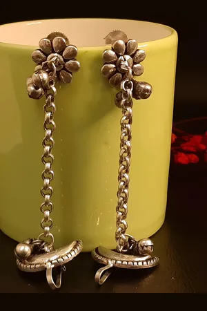 Sangria Silver Plated Chand Phool Ear Cuff Earrings