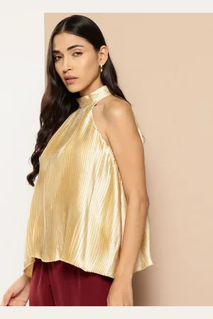 Chemistry Solid Accordion Pleats Top