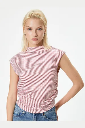 Koton Women Striped High Neck Polyester Top