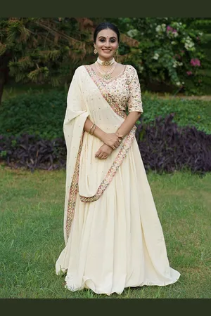 LOOKNBOOK ART Embroidered Sequinned Ready to Wear Lehenga & Unstitched Blouse With Dupatta