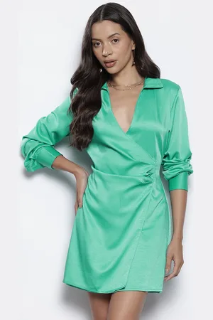 NA-KD Satin Wrap Mini Dress