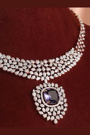 Priyaasi Gold-Plated American Diamond-Studded Jewellery Set