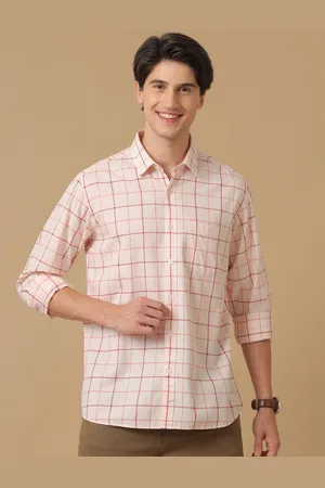 Linen Club Men Tartan Checks Checked Contemporary Slim Fit Opaque Casual Shirt