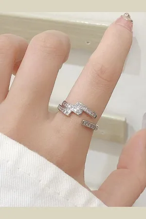 Salty Silver-Plated Stone Studded Finger Ring